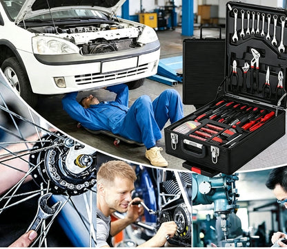 899-Piece All-in-One Wheeled Tool Set with 4-Tier Aluminum Portable Storage Case for Car Repair & Home Projects