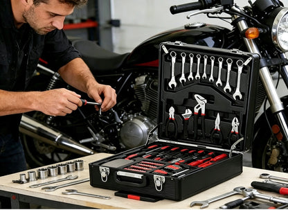 899-Piece All-in-One Wheeled Tool Set with 4-Tier Aluminum Portable Storage Case for Car Repair & Home Projects